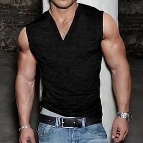 Men's Tank Top Vest Top Undershirt Sleeveless Shirt Sleeveless Deep U Summer Plain Fashion Designer Muscle Outdoor Gym Going out Black White Gray Top Tee for M