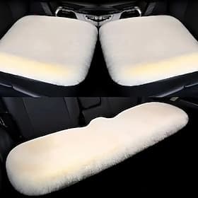 Car Seat Cushion Winter Plush Thick Insulation Universal Rabbit Hair Glue, Half Package, Five Seats, 3-Piece Set