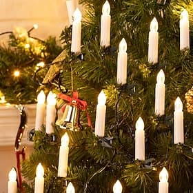 Lumières de Bougie LED Festives Chaîne Lumineuse Blanc Chaud Alimentée par Piles Clip-On pour un Accroche Facile Parfait pour Décoration d'Arbre  de Fête