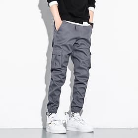 Men's Cargo Pants Joggers Trousers Drawstring Elastic Waist Multi Pocket Plain Wearable Outdoor Daily Camping  Hiking Fashion Classic Black Army Green
