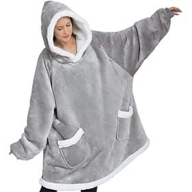 Blanket Hoodie Super Warm Soft Sherpa Fleece Hooded Blanket Comfy Wearable Snuggle Blanket Sweatshirt with Giant Pockets One Size fits all Men Women Teenagers