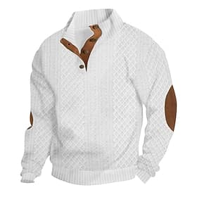 Men's Sweatshirt Black White Army Green Khaki Gray Standing Collar Color Block Patchwork Ribbed Textured Sports  Outdoor Daily Holiday Polyester Textured Stree