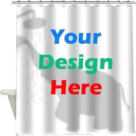 Personalized Photo Shower Curtain with 12 Hooks- Custom Bathroom Decor Fabric Waterproof Washable Upload Your Image Photo Picture for Bathroom Hotel