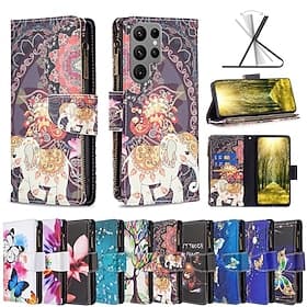 Phone Case For Samsung Galaxy S26 Ultra Plus S25 S24 S23 S22 S23 FE S21 Ultra Plus S20 A35 5G A25 Wallet Case with Stand Holder Zipper with Wrist Strap Retro T