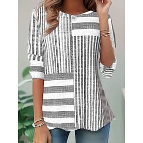 Women's T shirt Long Sleeve Casual Print Regular Tops Daily Pink Blue Gray Spring Fall Prefall