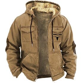 Men's Full Zip Hoodie Zip Up Hoodie Fleece Hoodie Blue Purple Brown Khaki Hooded Cow Zip Up Patchwork Pocket Sports  Outdoor Daily Holiday Polyester Retro Basi