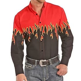 Men's Cowboy Western Shirt Button Up Shirt Cowboy Shirt Long Sleeve Fashion Designer Western Daily Fall  Winter Turndown Collared Shirts 3D Print Front Pocket