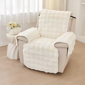 Plush Recliner Slipcover Home Faux Fur Fluffy Recliner Chair Slipcover Non Slip Back Fuzzy Fluffy Reclining Couch Cover Soft Comfort Sofa Slipcover Washable Fu