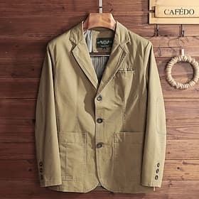 Per uomo Blazer Affari Cocktail party Ricevimento di matrimonio Moda Casual Primavera  Autunno Poliestere Semplice Tasca Bottoni Confortevole Monopetto Giacca