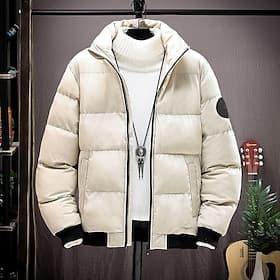 Men's Winter Coat Puffer Jacket Padded Jacket Pocket Polyster Daily Wear Date Vacation Regular Fashion Casual Comfortable Thermal Warm Fall  Winter Color Block
