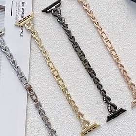 Solo Loop Compatible with Apple Watch band 38mm 40mm 41mm 42mm 44mm 45mm 49mm Bling Diamond Metal Clasp Adjustable Alloy Strap Replacement Wristband for iwatch