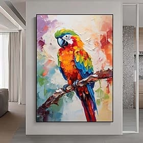 Large Palette Knife Parrot Painting Oversized handmade Abstract Textured animal oil painting Wall Art Lovely Bird PaintingLiving Room Wall Decor handmade Canva