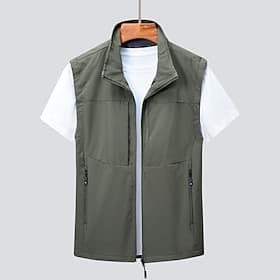 Men's Vest Gilet Fishing Vest Hiking Vest Daily Date Vacation Fashion Casual Spring  Summer Pocket Polyester Comfortable Plain Zipper Stand Collar Regular Fit