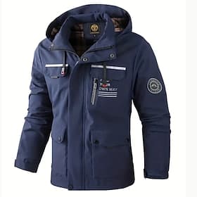 Men's Winter Jacket Sport Coat Raincoat Hiking Jacket Outdoor Camping  Hiking Waterproof Windbreaker Zipper Pocket Fall Winter Solid Color Fashion Streetwear H
