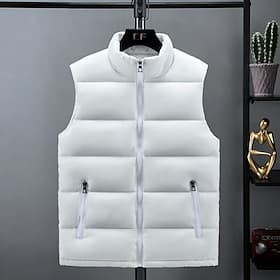 Men's Puffer Vest Padded Gilet Quilted Vest Daily Date Vacation Fashion Casual Fall  Winter Pocket Polyester Warm Comfortable Solid Color Zipper Stand Collar R