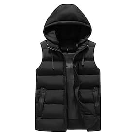 Men's Puffer Vest Hoodie Vest Quilted Vest Daily Date Vacation Fashion Casual Fall Winter Pocket Polyester Warm Comfortable Solid Color Zipper Hooded Regular