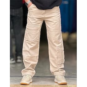 Hombre Pantalones cargo Pantalones pantalones chinos Pantalones casuales Cintura elástica Multi bolsillo Pierna recta Plano Comodidad Suave Longitud total Exte