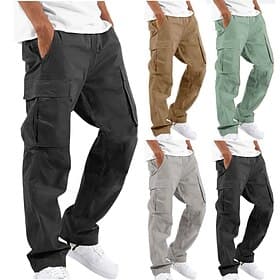 Men's Cargo Pants Cargo Trousers Joggers Trousers Multi Pocket Straight Leg Plain Comfort Soft Casual Daily Fashion Streetwear Black Light Green