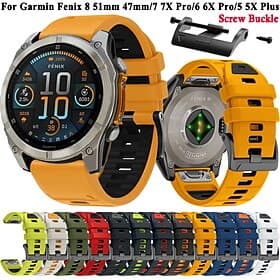 Watch Band for Garmin Fenix 8 47mm 51mm 7X 6 6X Pro Epix Pro Instinct 2X Approach S70 S62 S60 Forerunner 955 945 Epix Marq Descent Quatix 22mm 26mm Silicone Re