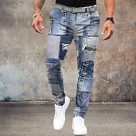 Homme Bloc de Couleur Patchwork Jeans Dress Pants works Taille Moyenne Vêtement décontracté de travaile Formel Extérieur Tenue Quotidienne Fermeture éclair Ave