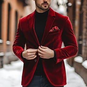 Men's Blazer Jacket Casual Jacket Outdoor Casual Daily Pocket Christmas Warm Winter Spring   Fall Corduroy Solid Color Pocket Single Breasted One-button Blazer