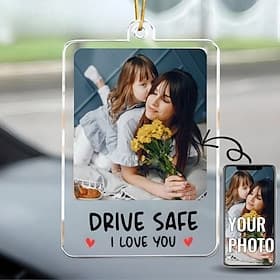 Personalisierter Auto-Foto-Ornament das beste Geschenk für Papa Acryl-Rückspiegel-Zubehör Vatertag Muttertag Hochzeit Jubiläumsgeschenk