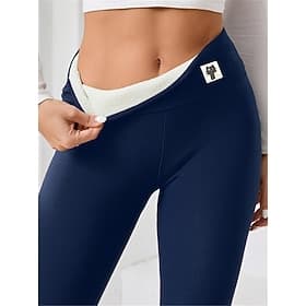 Women's Yoga Pants Fleece Lined Leggings Yoga Leggings High Waist Pilates Gym Workout Workout Tights Animal Patterned Black Burgundy Dark Navy Fleece Fall Wint