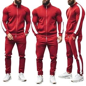 Men's Tracksuit Jogging Suit Drawstring Pocket Color Block Jacket and Sweatpants Athletic Clothing Set Spring Fall Black Yellow Gym Workout Jogging Running Sof