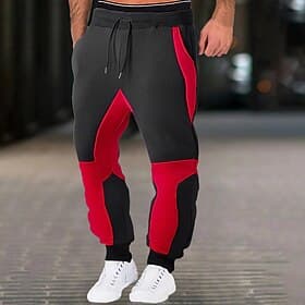 Homme Pantalon en molleton Joggings Pantalon Jogger Pantalon Poche Cordon Taille elastique Bloc de couleur Plein Confort Chaud Toute la longueur Sport extérieu