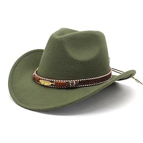 Men's Kentucky Derby Hat Sun Hat Cowboy Hat Fedora Trilby Hat Black Red Woolen Vintage Style Fashion 18th Century State of Texas Daily Theme Party Solid / Plai thumbnail 3