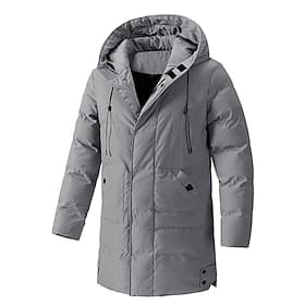 Men's Winter Jacket Puffer Jacket Hoodie Jacket Parka Pocket Polyster Fleece lined Daily Wear Date Vacation Long Fashion Casual Comfortable Thermal Warm Fall