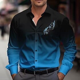 Men's Dress Shirt Button Up Shirt Floral Street Business Black Red Blue Purple Long Sleeve Shirt Collar Fall Winter Clothing Apparel Button Up
