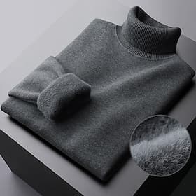 Men's Pullover Sweater Jumper Knit Sweater Ribbed Chunky Knit Regular Tops Knitted Plain Turtleneck Fashion Casual Vacation Daily Wear Clothing Apparel Fall  W