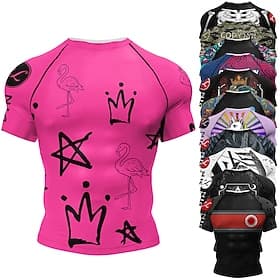 Men's Graphic Running T-Shirt Compression Shirt Summer Spring Fall Short Sleeve Casual Athleisure Quick Dry Breathable Gym Workout Running Walking Jogging 1# 2