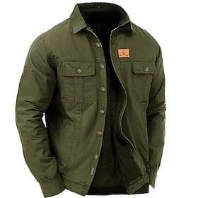 Men's Cow Print Work Shirt Western Shirt Cargo Shirt Long Sleeve Casual Fall Winter Turndown Print Army Green Khaki