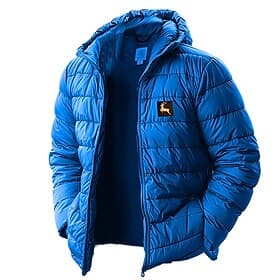 Men's Graphic Reindeer Christmas Down Jacket Puffer Jacket Waterproof Lightweight Casual Outdoor Daily Holiday Print Fall Winter Hooded Long Sleeve Red Royal B
