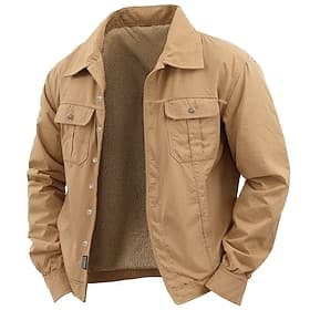 Men's Work Shirt Western Shirt Cargo Shirt Long Sleeve Casual Sports  Outdoor Going out Fall Winter Turndown Button-Down Black Army Green Khaki