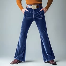 Men's Dress Pants Flared Pants Bell Bottom Trousers Velvet Pants Pocket Plain Comfort Soft Full Length Party Outdoor Daily Fashion Streetwear Blue Green Micro-