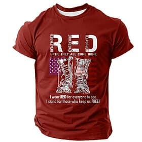 4th of July 2026 250th Memorial Day Men's Patriotic Patriot 3D Print Veteran Crew Neck Short Sleeve T-Shirt Outdoor Sports Street
