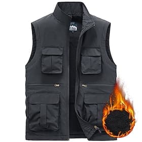 Men's Hiking Vest Winter Coat Hiking Fleece Vest Winter Autumn / Fall Outdoor Thermal Warm Fleece Lining Comfortable Vest Hunting Fishing Climbing Black Army G