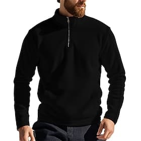 Men's Sweatshirt Polar Fleece Quarter Zip Sweatshirt Black Army Green Khaki Dark Gray Light Blue Half Zip Plain Sports  Outdoor Daily Holiday Polyester Streetw