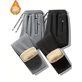 Herre Sherpa Fleece bukser Vinterbukser Bukser Sweatpants med lige ben Lomme Snørelukning Elastisk Talje Vanlig Komfort Varm Sport  Udendørs Daglig Mode Afslap