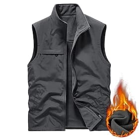 Men's Hiking Vest Winter Coat Hiking Fleece Vest Winter Autumn / Fall Outdoor Thermal Warm Fleece Lining Comfortable Vest Hunting Fishing Climbing Black Army G thumbnail 2