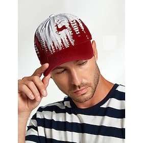 Heren rode en witte bos hertenprint baseballpet – verstelbare casual outdoor hoed voor natuurliefhebbers