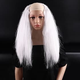 Perruque Synthétique Droit Avec Frange Fabriqué à la machine Perruque Longue Blanche Cheveux Synthétiques Homme Blanc