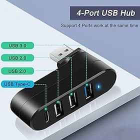 USB 3.0 Hub 4 Ports USB Splitter Extender Multi-Port Adapter with 3 USB Ports  1 USB C Power/Data Port for Laptop