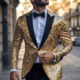Men's Blazer Jacket Wedding Party Party Casual All Seasons Elastane Polyester Solid Colored Basic Single Breasted One-button Blazer Silver Black Red Blue