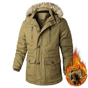 Herre Vinter jakke Pufferjakke Fleece jakke Polstret jakke Lomme Polyester Ferierejse Dagligdagstøj Stævnemøde Normal Mode Afslappet Bekvem Hold Varm Efterår v thumbnail 3