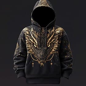 Men's Dragon Hoodies Fashion Cool Daily Long Sleeve Hooded Vacation Going out Streetwear Black Drawstring Zipper Fall Winter Designer S M L XL XXL XXXL