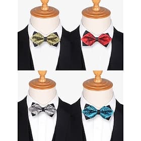 Men's Floral Pattern Bow Tie – Elegant Jacquard Woven Bow Ties in Red, Gold, Blue, and Black, Perfect for Formal Events and Weddings